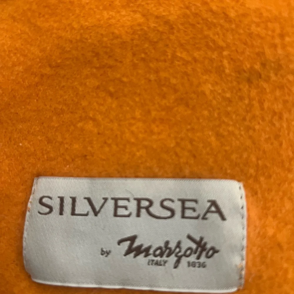 Silversea by Marzotto Italy Orange Wool Throw Blanket Fringe‎ Luxury 1836
